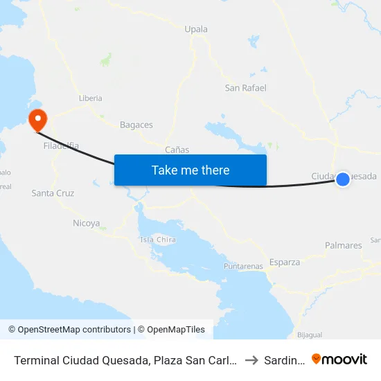 Terminal Ciudad Quesada, Plaza San Carlos to Sardinal map