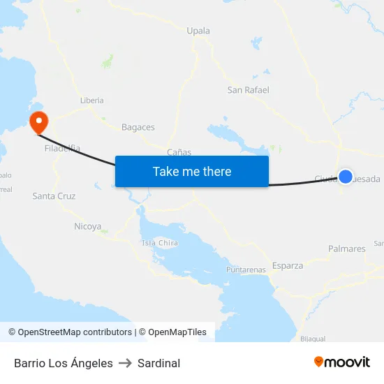 Barrio Los Ángeles to Sardinal map