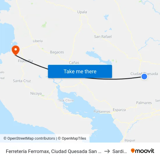 Ferretería Ferromax, Ciudad Quesada San Carlos to Sardinal map