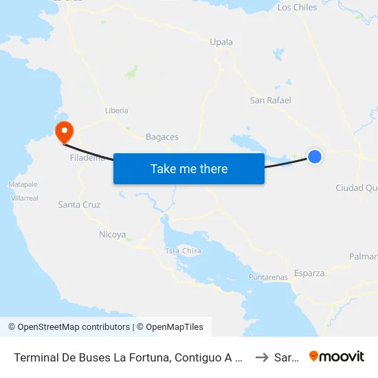 Terminal De Buses La Fortuna, Contiguo A Megasuper La Fortuna to Sardinal map