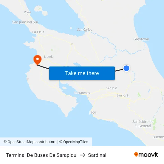 Terminal De Buses De Sarapiqui to Sardinal map