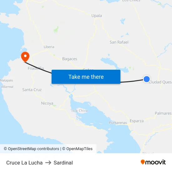 Cruce La Lucha to Sardinal map