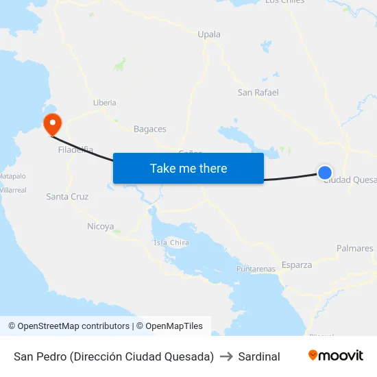 San Pedro (Dirección Ciudad Quesada) to Sardinal map