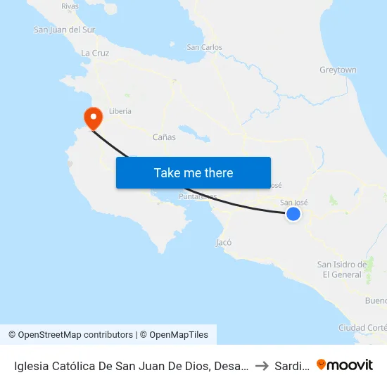 Iglesia Católica De San Juan De Dios, Desamparados to Sardinal map