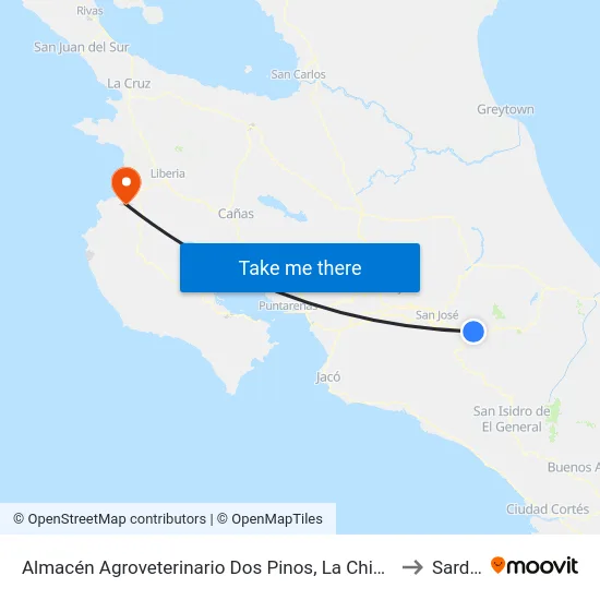 Almacén Agroveterinario Dos Pinos, La Chinchilla Oreamuno to Sardinal map