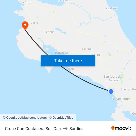 Cruce Con Costanera Sur, Osa to Sardinal map