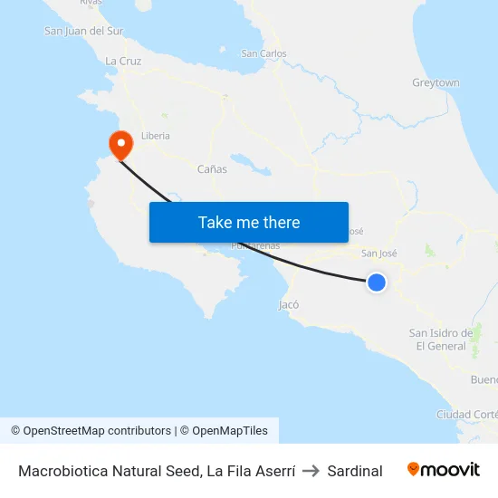 Macrobiotica Natural Seed, La Fila Aserrí to Sardinal map