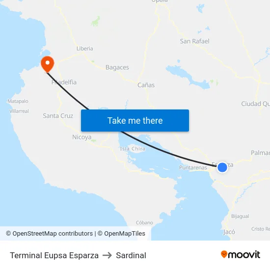 Terminal Eupsa Esparza to Sardinal map