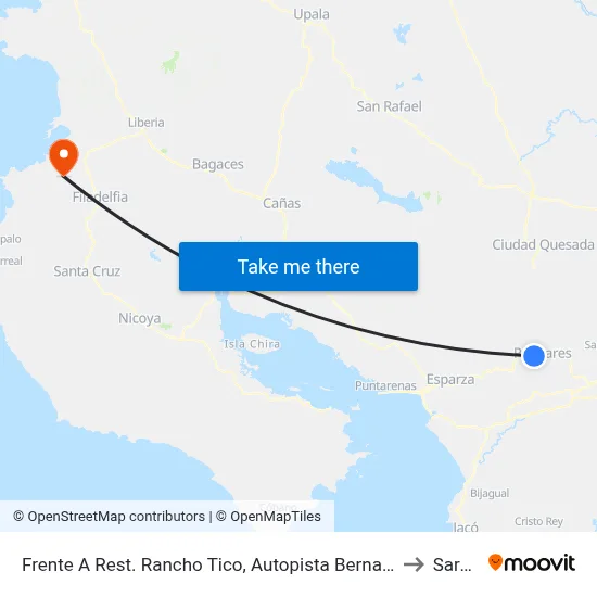 Frente A Rest. Rancho Tico, Autopista Bernardo Soto San Ramón to Sardinal map