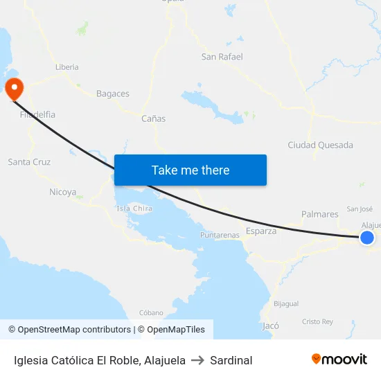 Iglesia Católica El Roble, Alajuela to Sardinal map