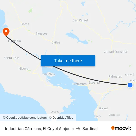 Industrias Cárnicas, El Coyol Alajuela to Sardinal map