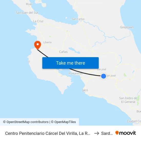 Centro Penitenciario Cárcel Del Virilla, La Reforma Alajuela to Sardinal map