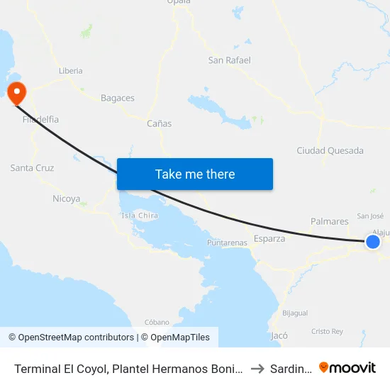 Terminal El Coyol, Plantel Hermanos Bonilla to Sardinal map