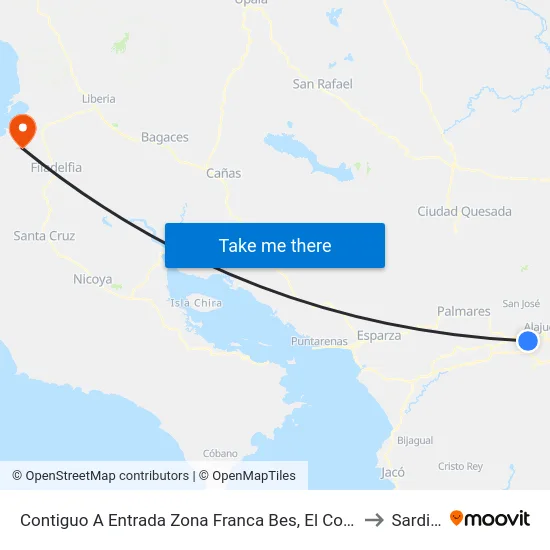 Contiguo A Entrada Zona Franca Bes, El Coyol Alajuela to Sardinal map