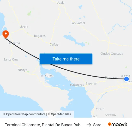 Terminal Chilamate, Plantel De Buses Rubier Rojas to Sardinal map
