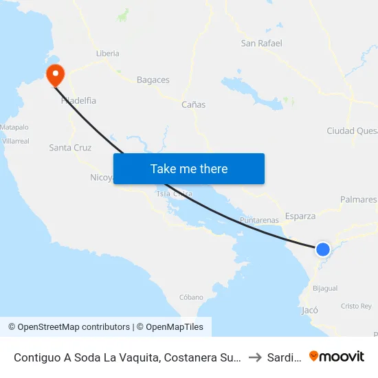 Contiguo A Soda La Vaquita, Costanera Sur Orotina to Sardinal map