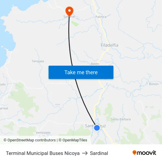Terminal Municipal Buses Nicoya to Sardinal map