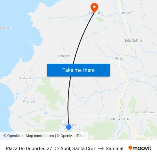 Plaza De Deportes 27 De Abril, Santa Cruz to Sardinal map