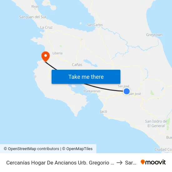 Cercanías Hogar De Ancianos Urb. Gregorio José Ramírez, Alajuela to Sardinal map