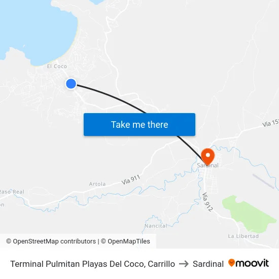 En Farmacia Sucre, Playas Del Coco Carrillo to Sardinal map