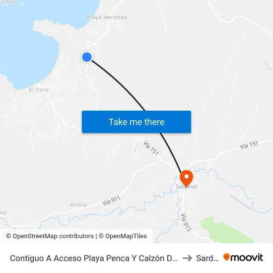 Contiguo A Acceso Playa Penca Y Calzón De Pobre, Carrillo to Sardinal map