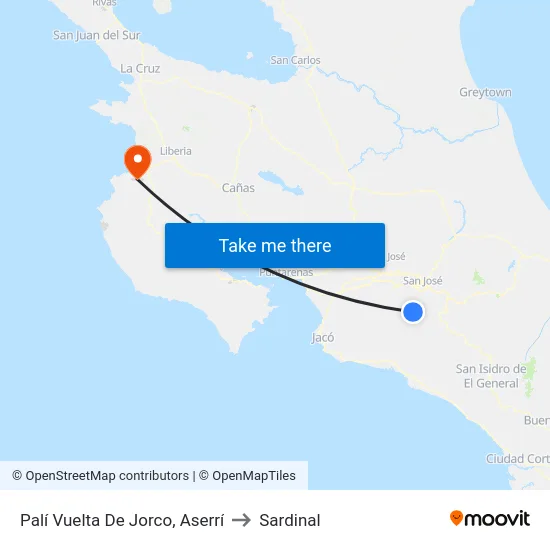 Palí Vuelta De Jorco, Aserrí to Sardinal map