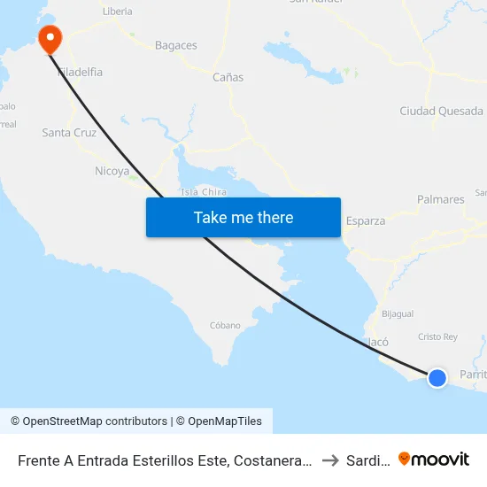 Frente A Entrada Esterillos Este, Costanera Sur Parrita to Sardinal map