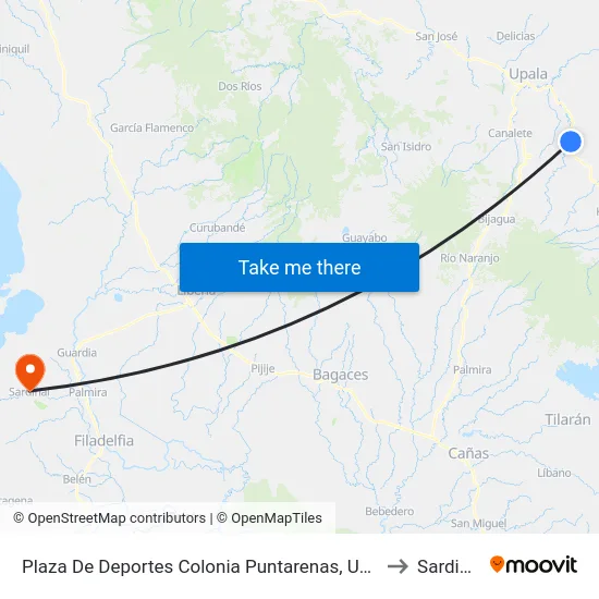 Plaza De Deportes Colonia Puntarenas, Upala to Sardinal map