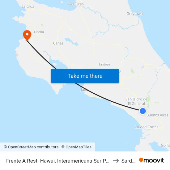Frente A Rest. Hawai, Interamericana Sur Pérez Zeledón to Sardinal map
