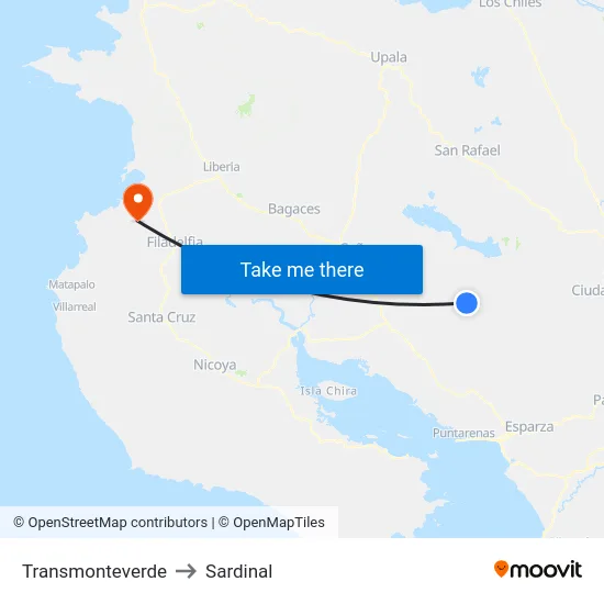 Transmonteverde to Sardinal map
