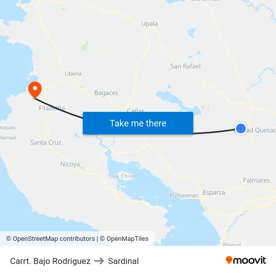Carrt. Bajo Rodríguez to Sardinal map