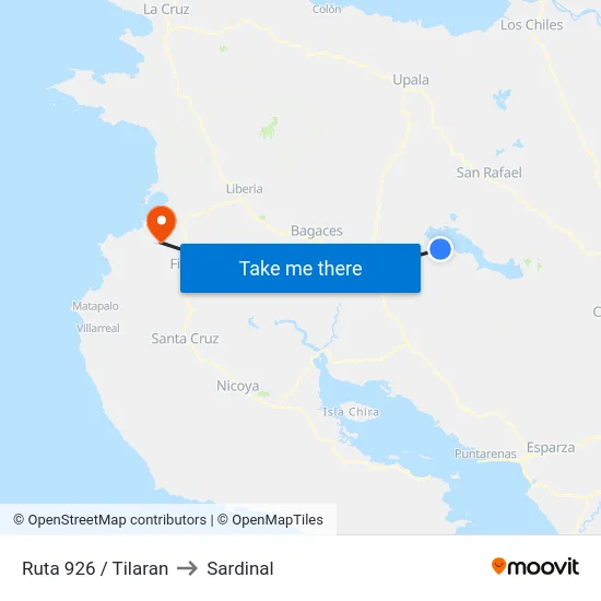 Ruta 926 / Tilaran to Sardinal map