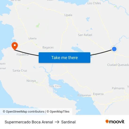 Supermercado Boca Arenal to Sardinal map