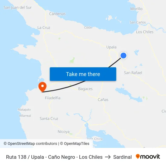 Ruta 138 / Upala - Caño Negro - Los Chiles to Sardinal map
