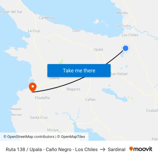 Ruta 138 / Upala - Caño Negro - Los Chiles to Sardinal map