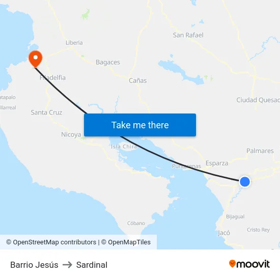 Barrio Jesús to Sardinal map
