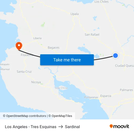 Los Angeles - Tres Esquinas to Sardinal map