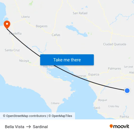Bella Vista to Sardinal map