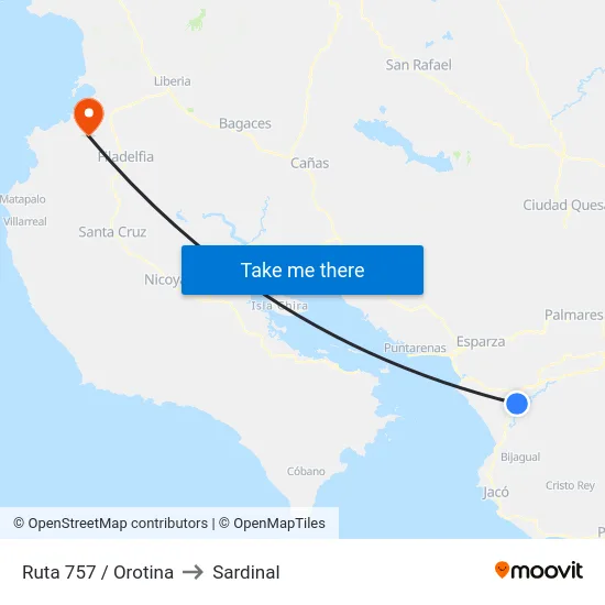 Ruta 757 / Orotina to Sardinal map