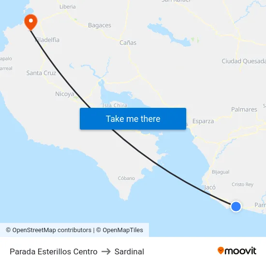 Parada Esterillos Centro to Sardinal map
