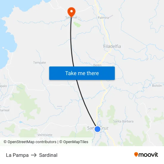 La Pampa to Sardinal map