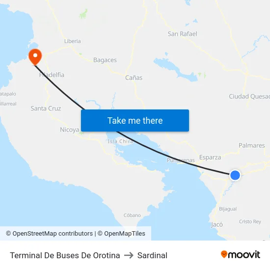 Terminal De Buses De Orotina to Sardinal map