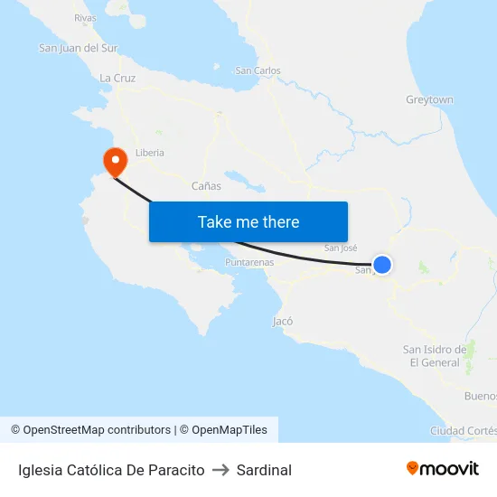 Iglesia Católica De Paracito to Sardinal map