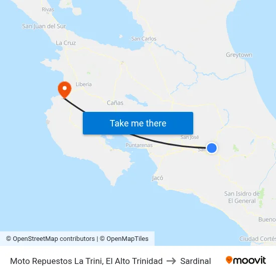 Moto Repuestos La Trini, El Alto Trinidad to Sardinal map