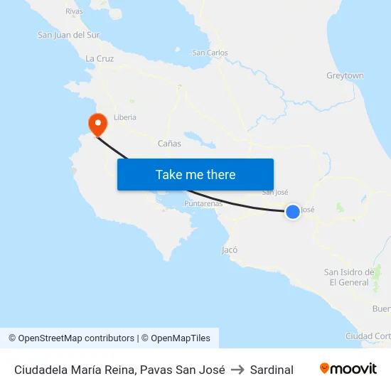 Ciudadela María Reina, Pavas San José to Sardinal map