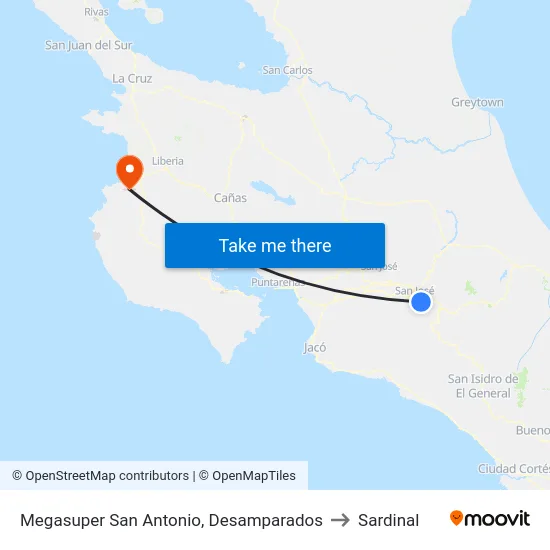 Megasuper San Antonio, Desamparados to Sardinal map