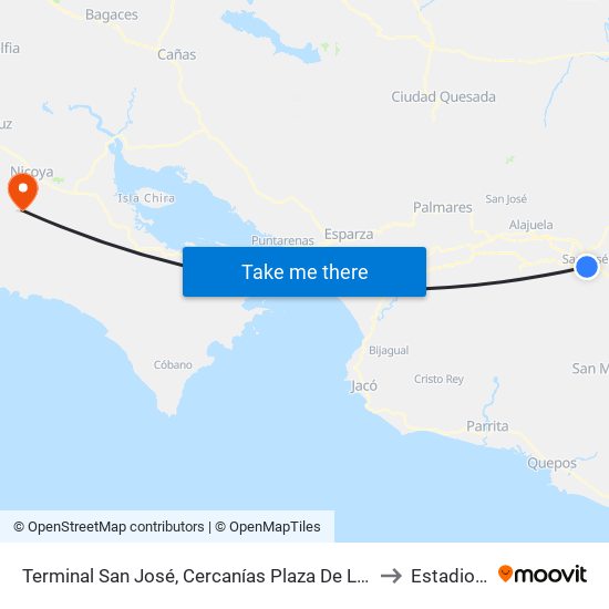 Terminal San José, Cercanías Plaza De Las Garantías Sociales La Soledad to Estadio Caimital map
