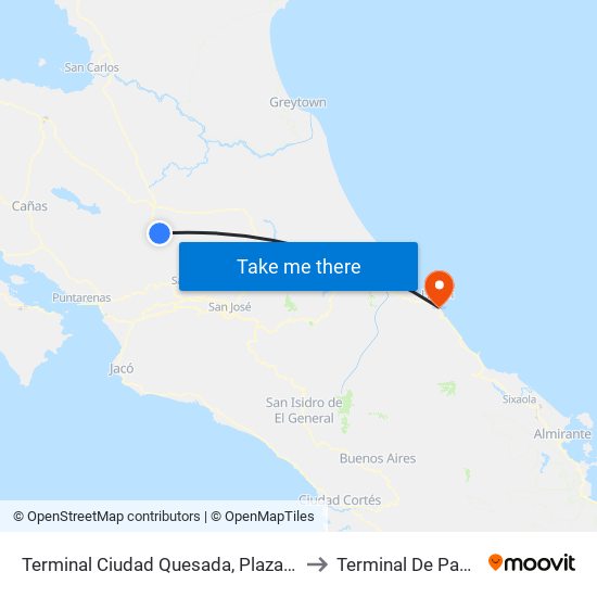 Terminal Ciudad Quesada, Plaza San Carlos to Terminal De Pasajeros map