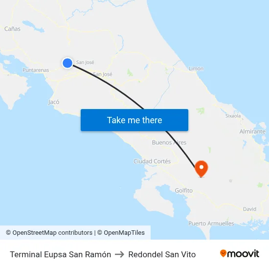 Terminal Eupsa San Ramón to Redondel San Vito map