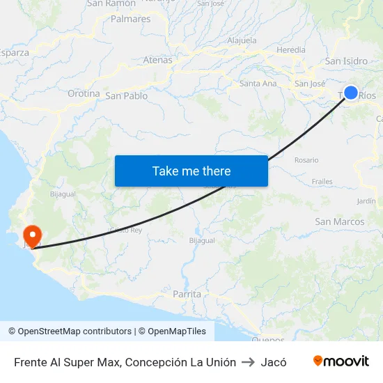Frente Al Super Max, Concepción La Unión to Jacó map